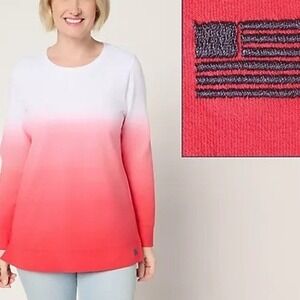 Denim & Co Womens Medium Cardinal Regular French Terry Dip Dye Tunic A688718